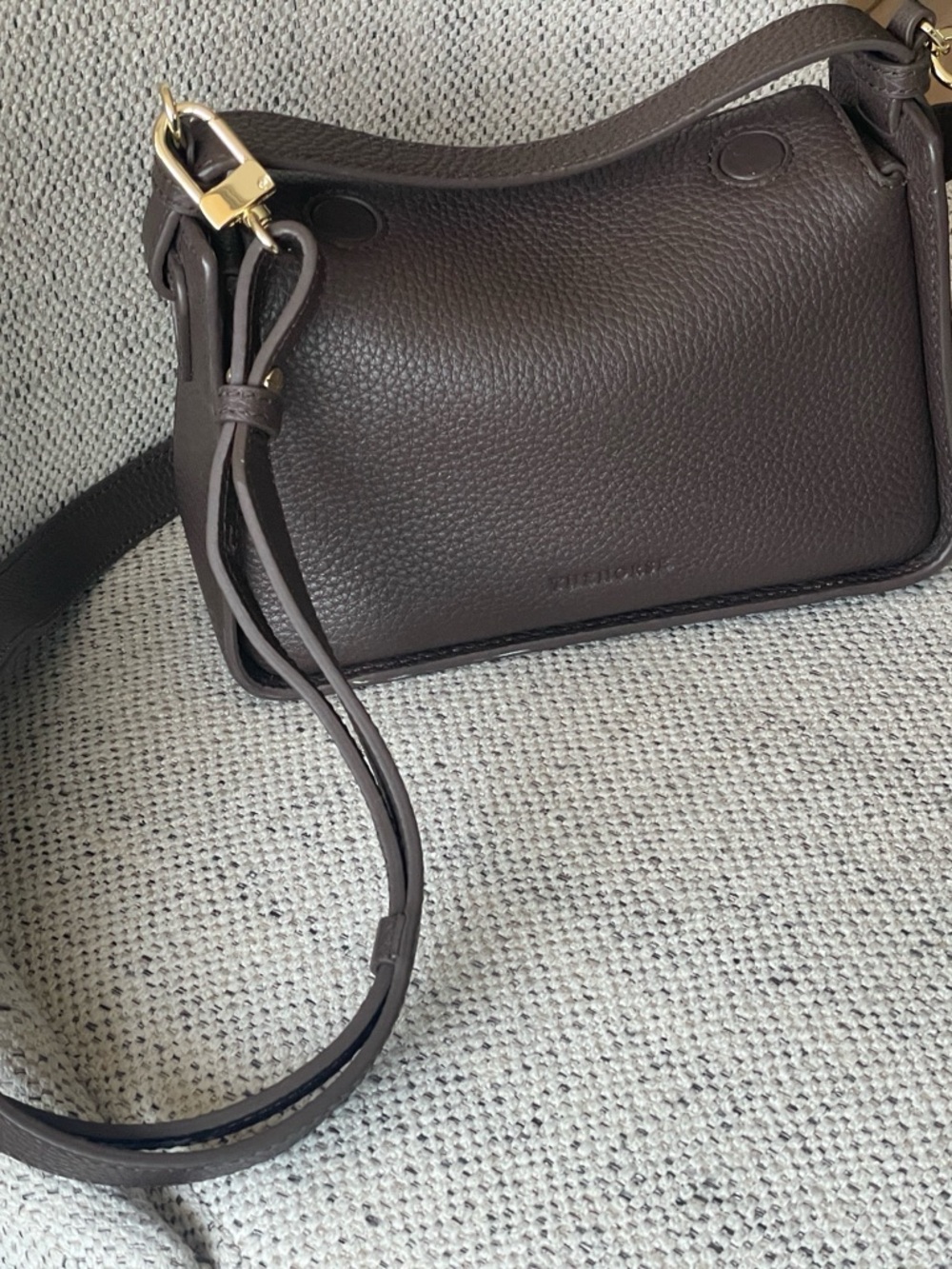 The Horse Mini Clementine Charcoal Brown Pebbled Leather Crossbody Bag